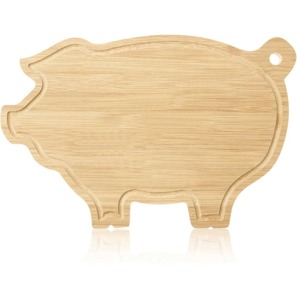 

Pig Wood Cutting Board with Juice Groove Pig Shape Wooden Charcuterie Board Bamboo Chopping Board Wood Serving Boards Tra