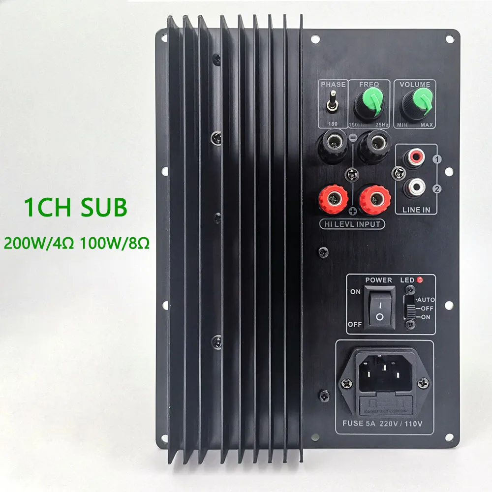 110-220V 200W 100W ซับวูฟเฟอร์หนักเครื่องขยายเสียงดิจิตอล Active Power Amplifier Board Hifi Pure Bass 1CH 4ohm 8ohm