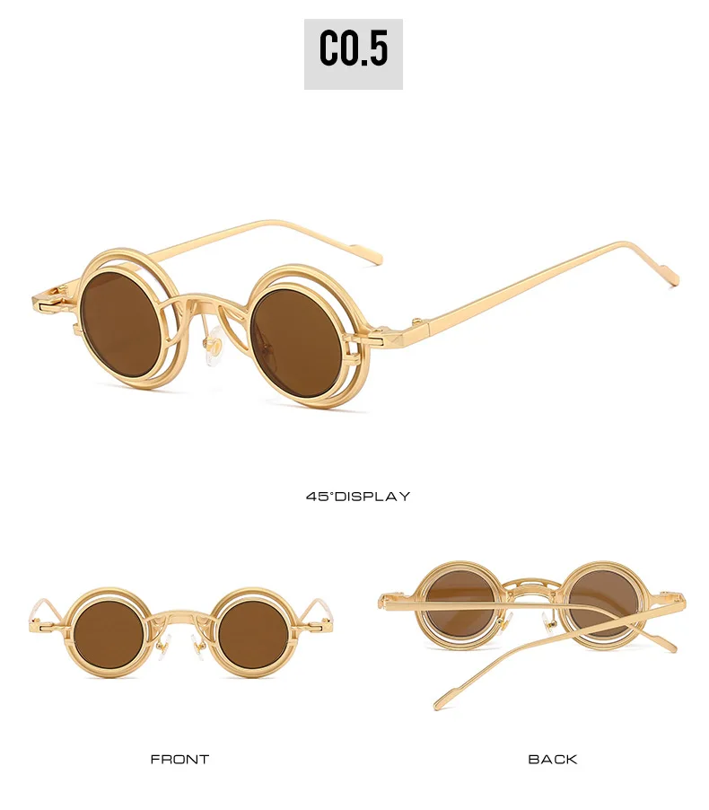 Neue Runde Sonnenbrille Unisex Frauen Männer Steampunk Brille Persönlichkeit Hip-hop Mode Sonnenschutz UV400 Kleine Brillen – Detail 11