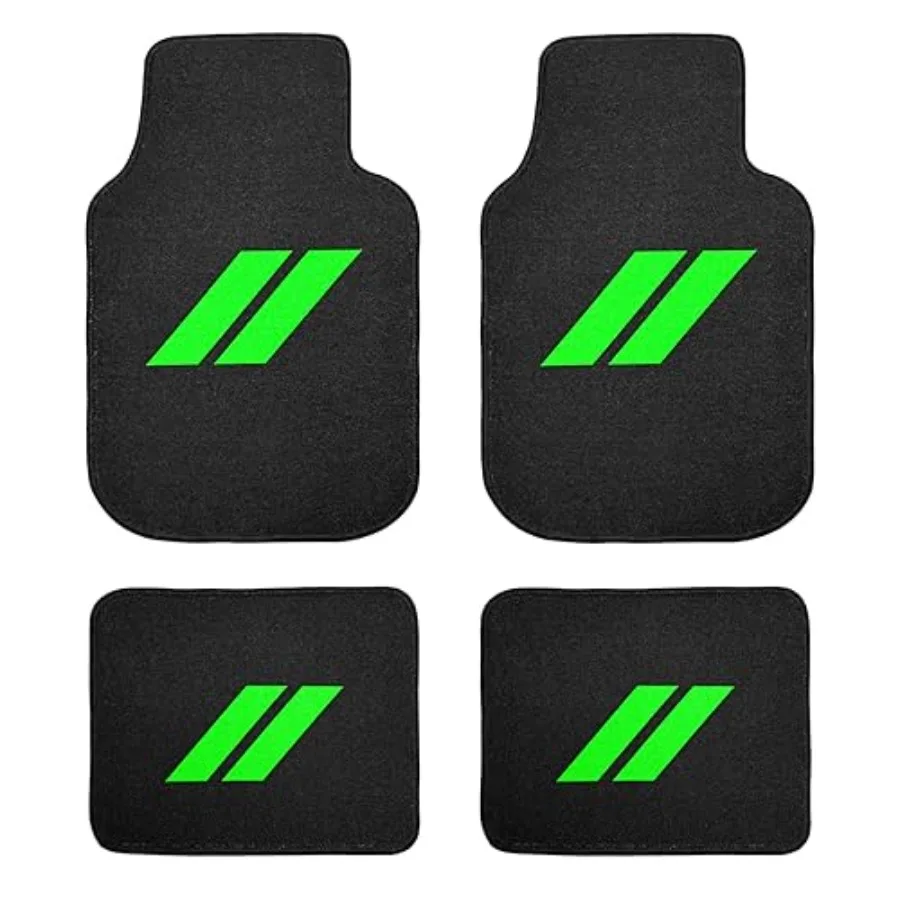 

Car floor mats for Charger Durango Challenger Journey: polypropylene material, green trim, all-weather waterproof, non-slip, sk