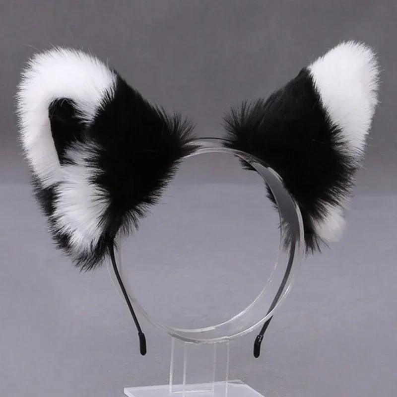 Lolita Animal Cat Fox Ear Hair Hoops Cosplay Faux Fur Hairband Girls Halloween Anime Headbands Nakrycia głowy Akcesoria do włosów