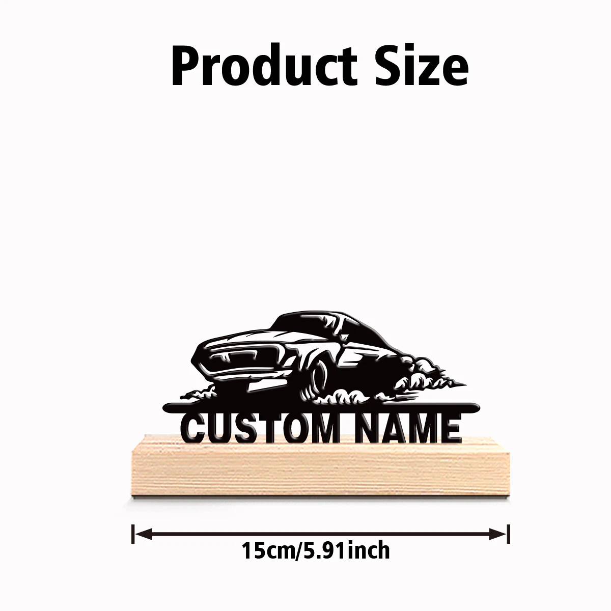 1pc Fun Personalized Custom Sedan Metal Art With Wooden Base Tabletop Decoration Wooden Base Entryway Decor for Modern Farmhous