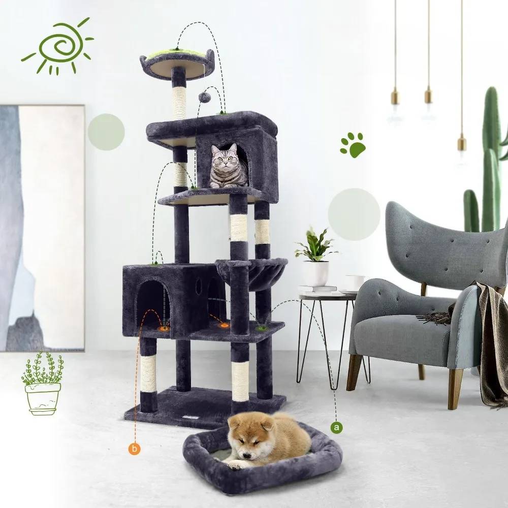 

Heavy Duty Cat Trees for Large Cats, Sturdy 72in Maine Coon Cat Tree for Large Cats 20 Lbs for Adult Biggest Cats Dark Gray