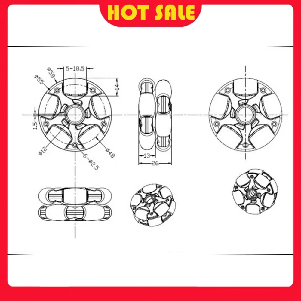 Needful 4Pcs 58Mm Plastic Omni Wheel For Robot Kit Servo Motor Omni Wheel 14135