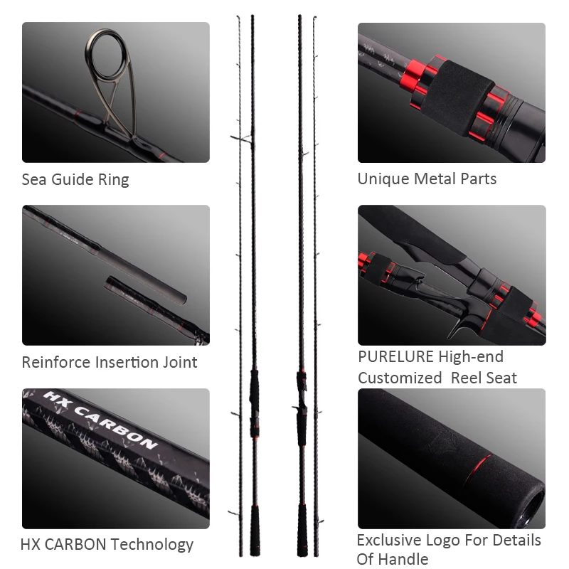 Imagem -02 - Purelure-spinning Rod para Seabass Alto Carbono Longa Vara de Pesca Spinning Reel Plus 2.7m 3.0m m mh