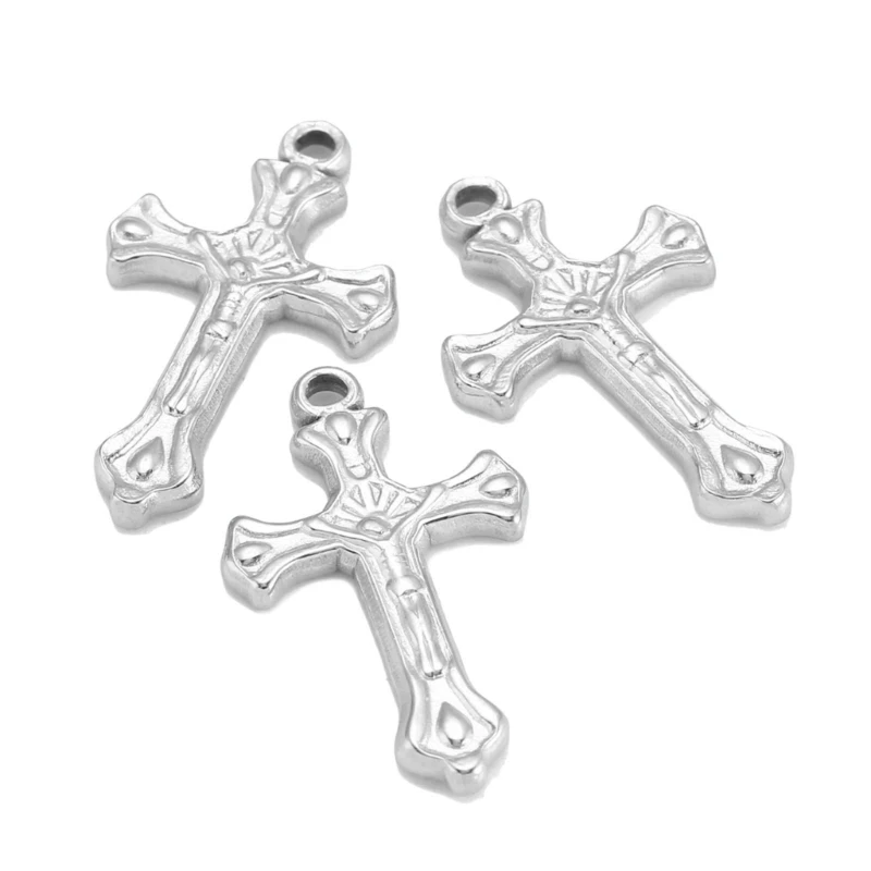 Crosses Pendants 3pcs Sturdy Stainless Steel Materials Fashion Accessory for Creating Unique Designs Stylish Outfits