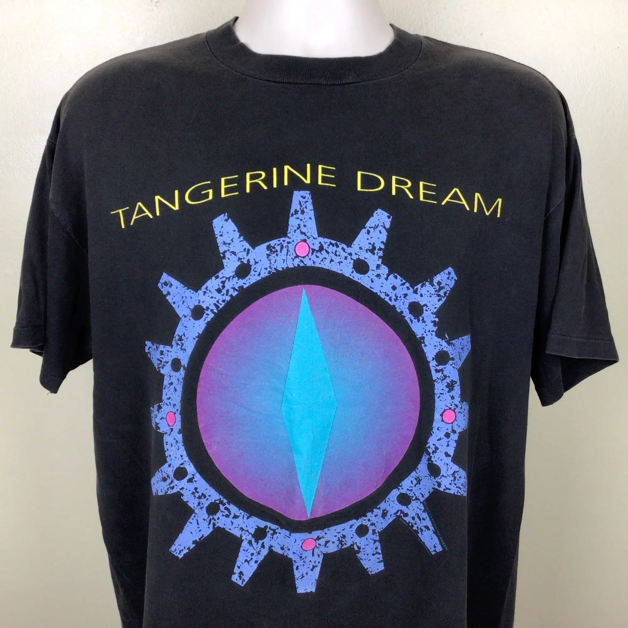 Vtg 1992 Tangerine Dream Concert TShirt Black XL 90s Rockoon Electronic Music Krautrock Kraut Rock Band Brockum