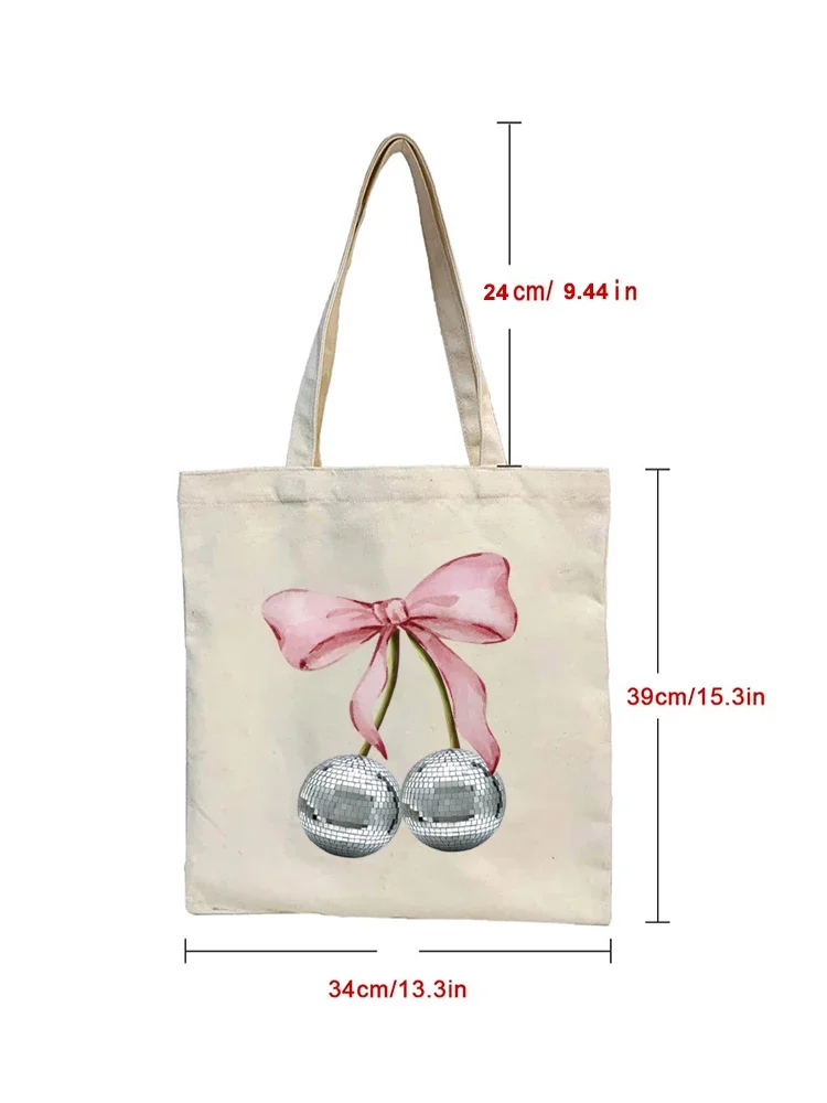 1pc donna tela spalla modello ciliegia Shopper borsa in tessuto donna studenti libri borsa Shopping borse Tote per ragazza