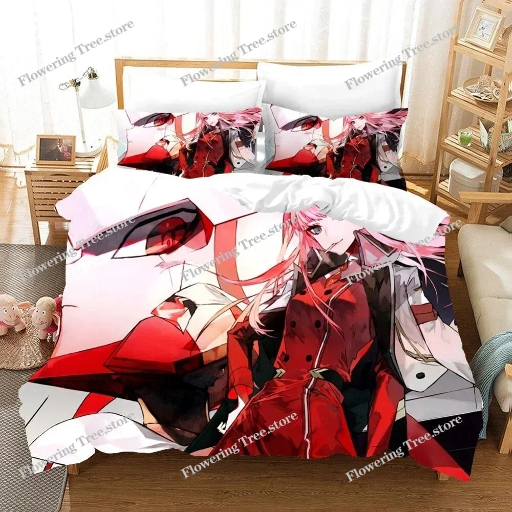 Anime Darling in the Franxx 02 Zero Two Duvet Cover Bedding Set Double Twin Full Queen King Adult Kids Bedclothes Quilt Cover