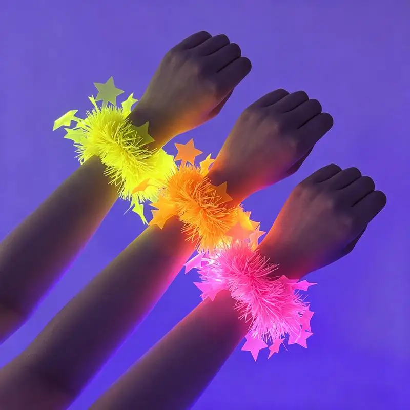 

UV Reactive Glow Star Hawaiian Lei Matching Bracelet Glow In Dark Party Beach Festival Night Costume Accessory