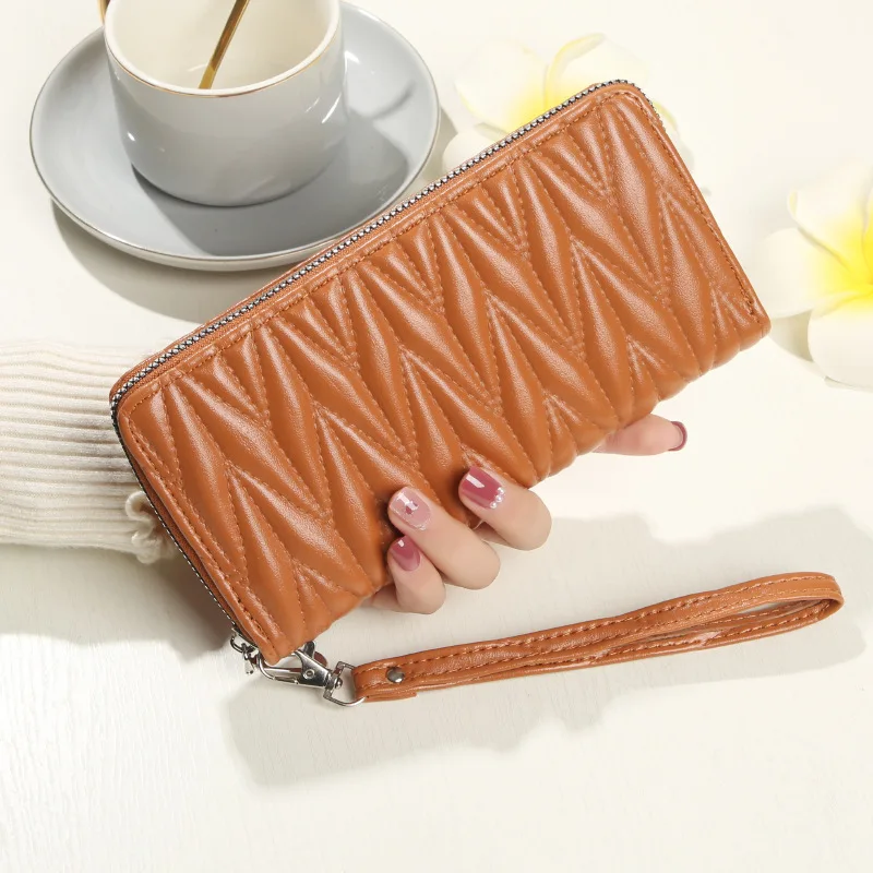 

Женский кошелек-клатч на молнии, модный европейский и американский кошелек, вместительная сумка для телефона и мелочи из мягкой кожи