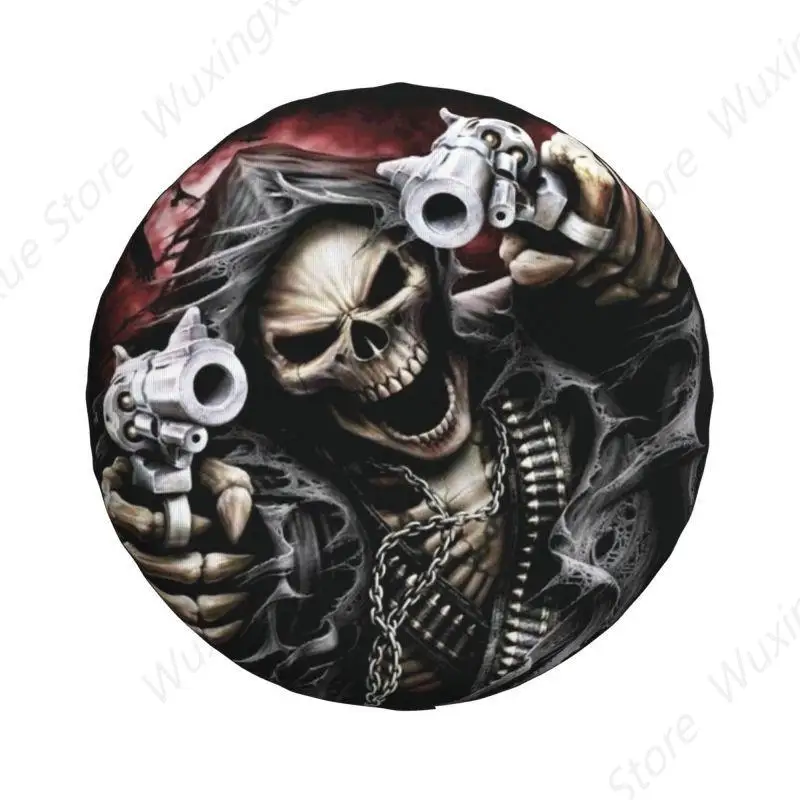 Custom Death Skull Spare Tire Cover for Jeep Pajero Horror Skeleton SUV RV Camper Car Wheel Protectors Accessories 14