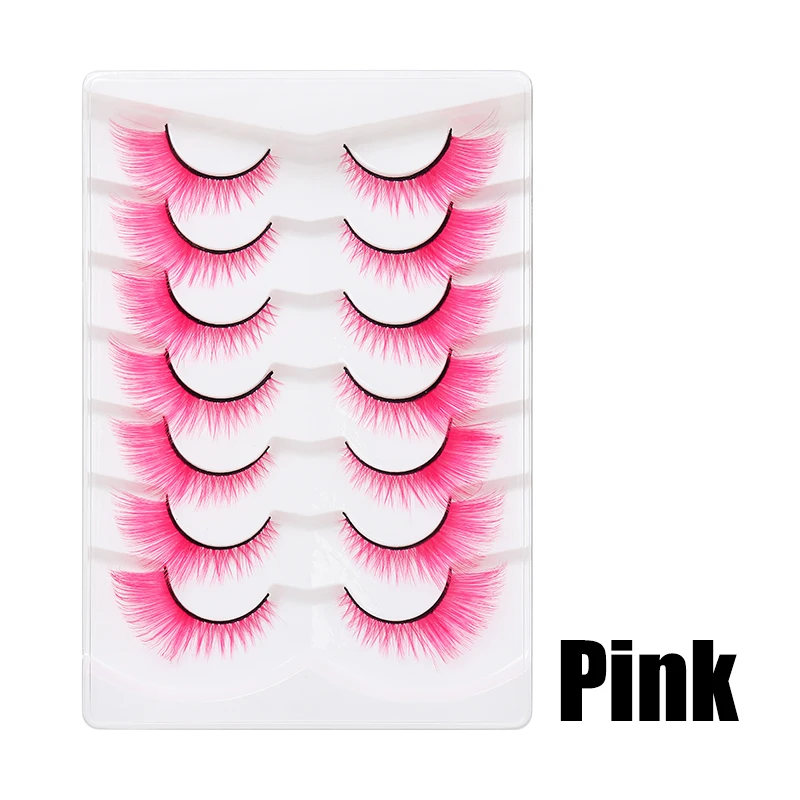 DINGSEN 1/5/10 Paar Bunte Flauschige Streifen-Wimpern Natürliche Weiche Wimpern Wispy Falsche Wimpern 3D Lockige Wimpern für Make-up – Detail 22