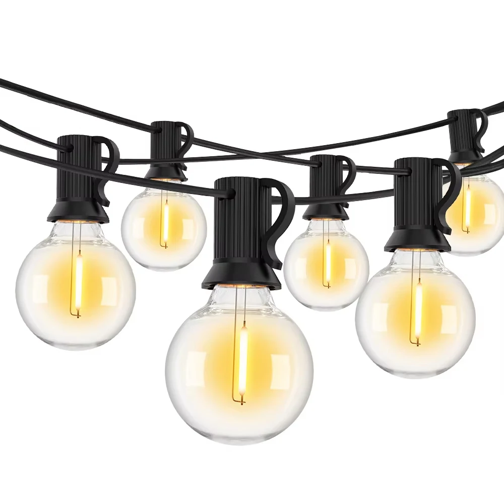 G40 Solar-Lichterkette für den Außenbereich mit 11 Beleuchtungsmodi, Fernbedienung, Dimmbar, Timer, 7-30 Meter, 10-50 LED, bruchsichere Glühbirnen, IP65 wasserdicht, Solar-Ladung für den Außenbereich,