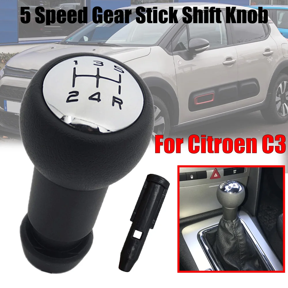 

5 Speed Gear Stick Shift Knob Lever Pen Adapter Replacement For Citroen C2 Enterprise C3 I II 2009-2016 III Pluriel Hatchback