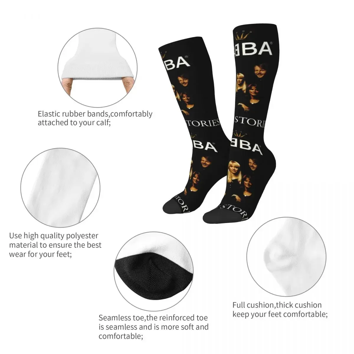 Abba Death Metal Band Socken, Harajuku, schweißabsorbierende Strümpfe, ganzjährig lange Socken, Zubehör für Unisex-Weihnachtsgeschenke