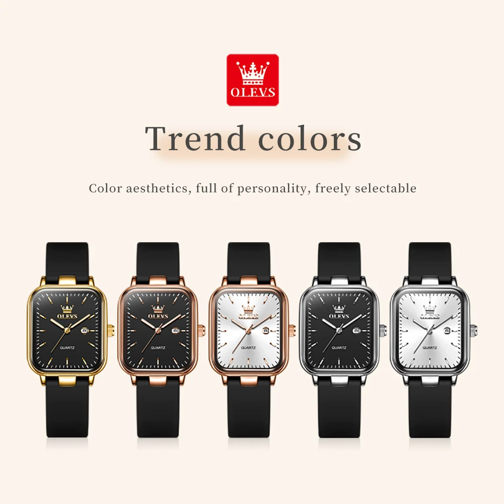 Jam Tangan Wanita OLEVS 7089 Fashion, Jam Tangan Kuarsa Sederhana, Tali Silikon Tahan Air Asli, Jarum Bercahaya, Jam Tangan Wanita Trendi