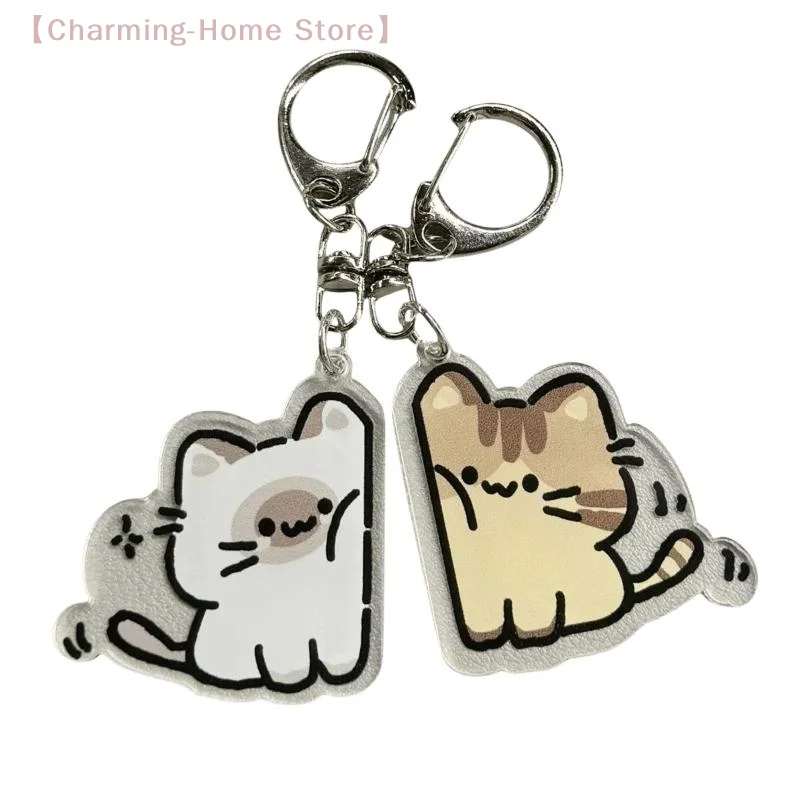 

【M】Cute Cat Keychain for Couples & Best Friends, 2pcs Matching Backpack Charms Pendant for Women Gift