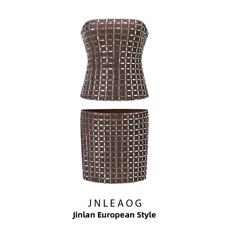 Faionable Diamond Embellied Women's Outfit Autumn Collection Versatile Sli Design Long Pants European Sle Adult Size