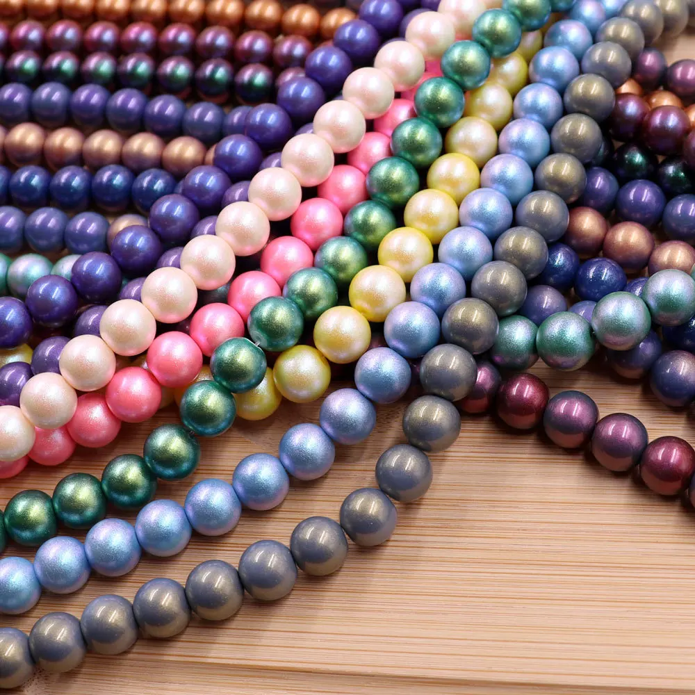 Factory Wholesale 10mm Mocha Element Chameleon Pearl Round Bead Loose Bead Bracelet Necklace Accessories