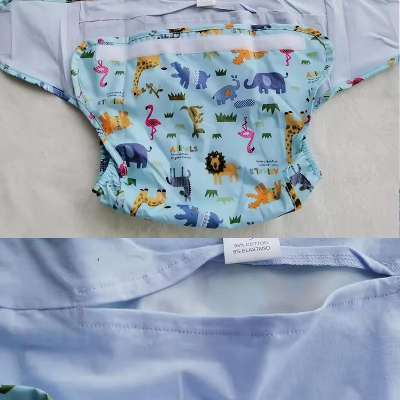 ABDL Adult Baby Blue Waterproof Cartoon Pattern Briefs With Padding Inside /DDLG Diaper Pants /Washable Adult Trainning Pant