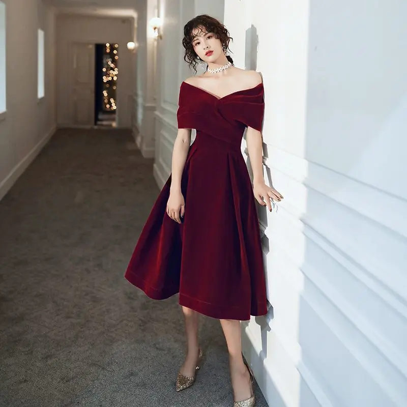 Ofallsis French Style Off Shoulder Evening Dress 2024 New Banquet High End Luxury Birthday Party Elegance One Shoulder Dresses