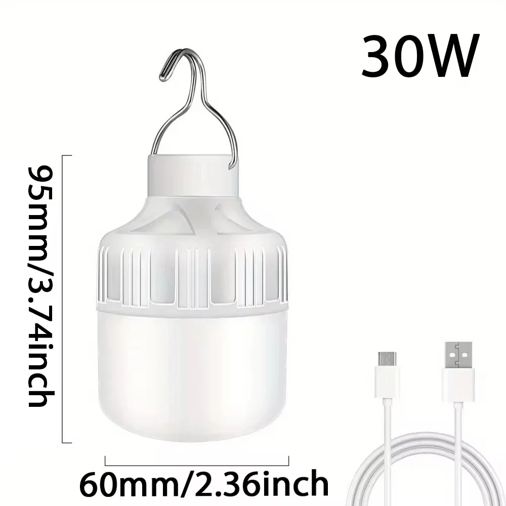 1PC Outdoor USB Rechargeable LED Lamp Bulbs 60W Emergency Light Hook Up Camping Fishing Portable Lantern Night Lights LT014