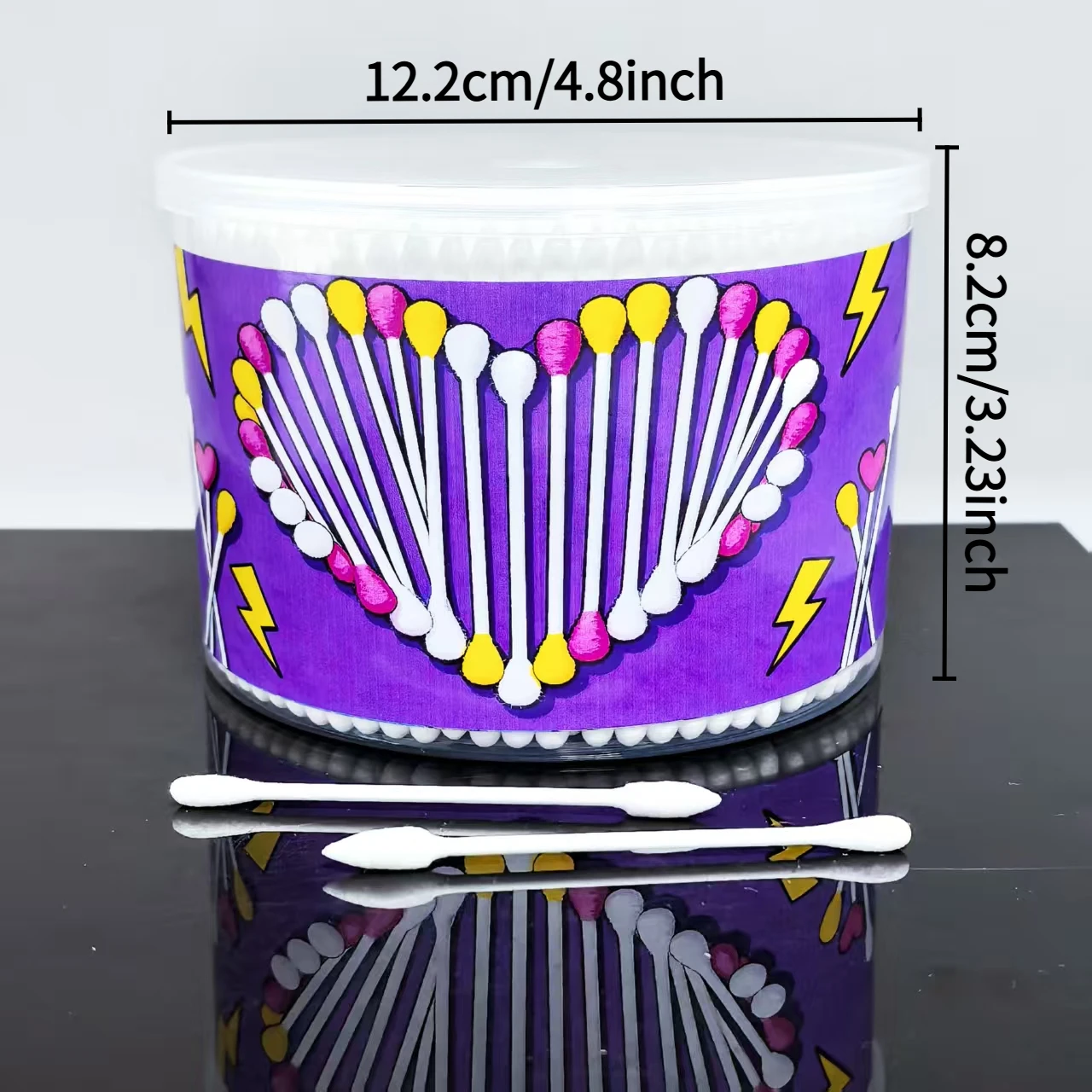 500 قطعة من دلو أعواد القطن الإبداعية على شكل قلب، أعواد أعواد قطنية برأسين للبالغين، مسحات قطنية هدية