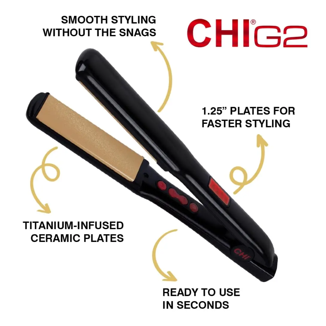 Flat Iron Hair Straightener with Titanium-Ceramic Plates, Fast 40s Heat Up, 1.25" for Smooth Frizz-Free Style view 2