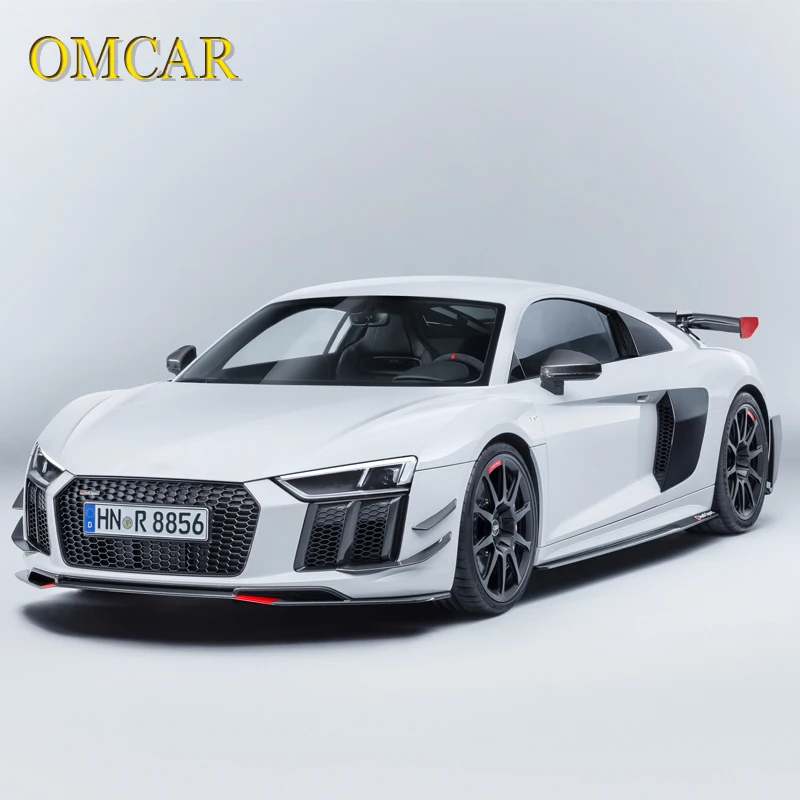 Kit de carrocería de carbono seco estilo rendimiento parachoques delantero labio Canards falda lateral parachoques trasero alerón trasero para Audi R8 2016-2020