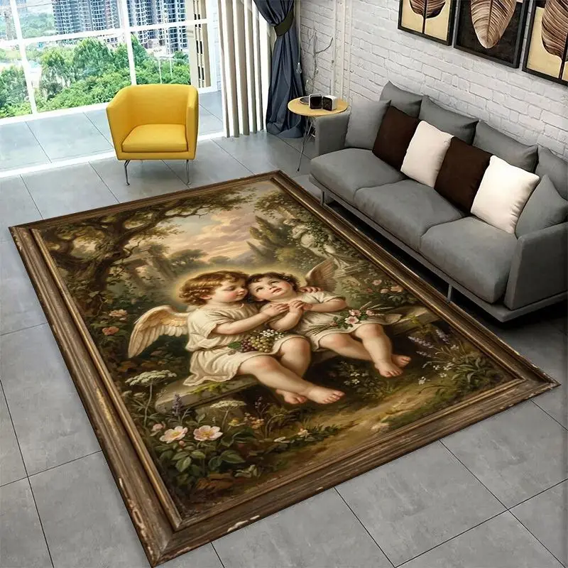 Belot Angel Cute Cupid Cartoon Large Area Rug Non-slip Durable Carpet for Bedroom Living Room Sofa Doormat Home Decor Floor Mat