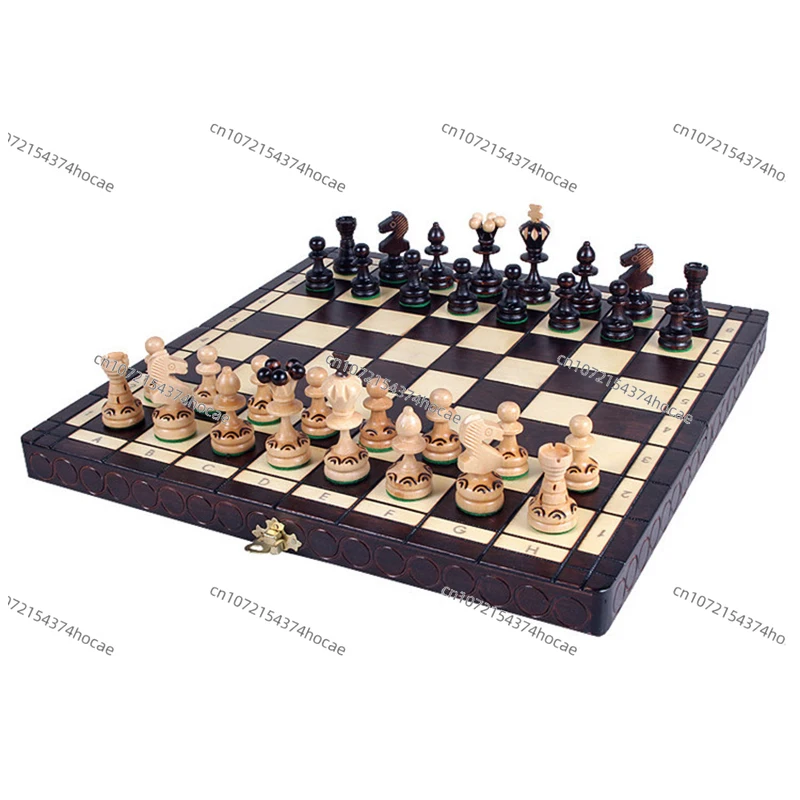 Luxury Wooden Chess Set, 36cm Little Pearl Chess Game, King Height 65mm Chess Pieces, Flodable Chessboard, Table Board Game