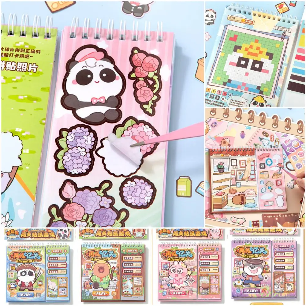 

Многоцветная игра с капибарой, наклейка для книги, бумага 15P, Backgound + 15P, наклейки, игровые декоративные наклейки, снятие стресса, мультяшное животное