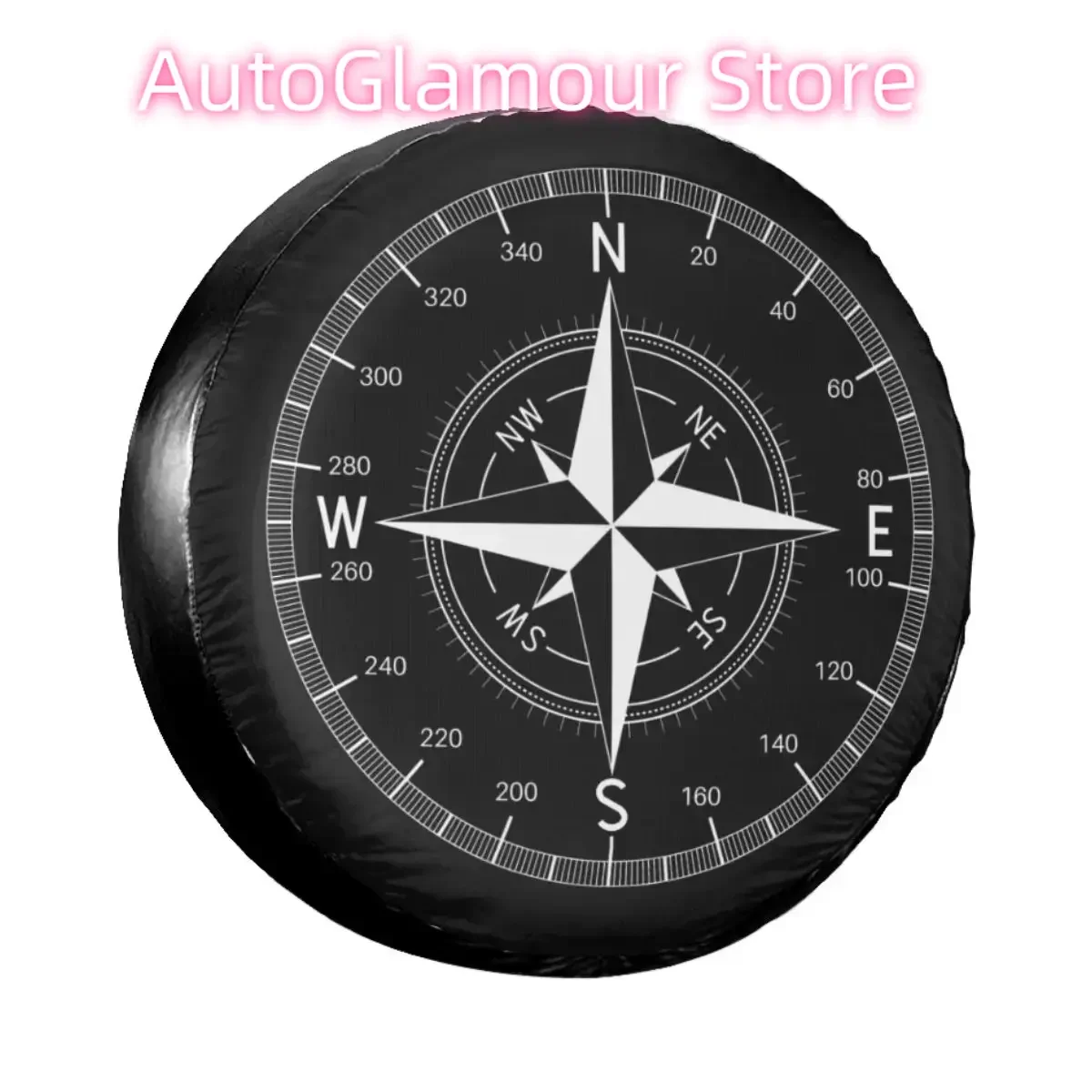 White Compass Spare Tire Cover for Jeep Pajero Nautical Direction Car Wheel Protectors Accessories 14