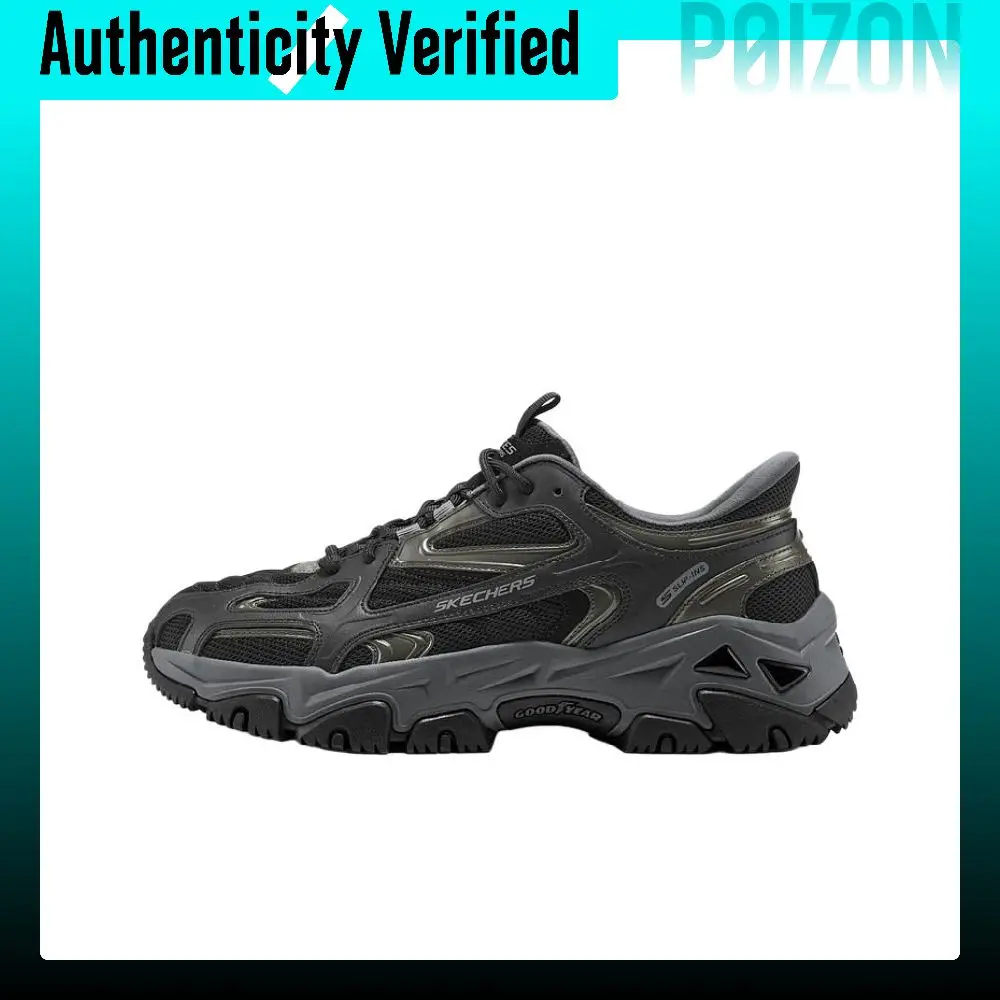 Skechers OUTDOOR MENS Breathable Support Height Increasing Low top Chunky Sneakers Men's Black 237717-BKCC