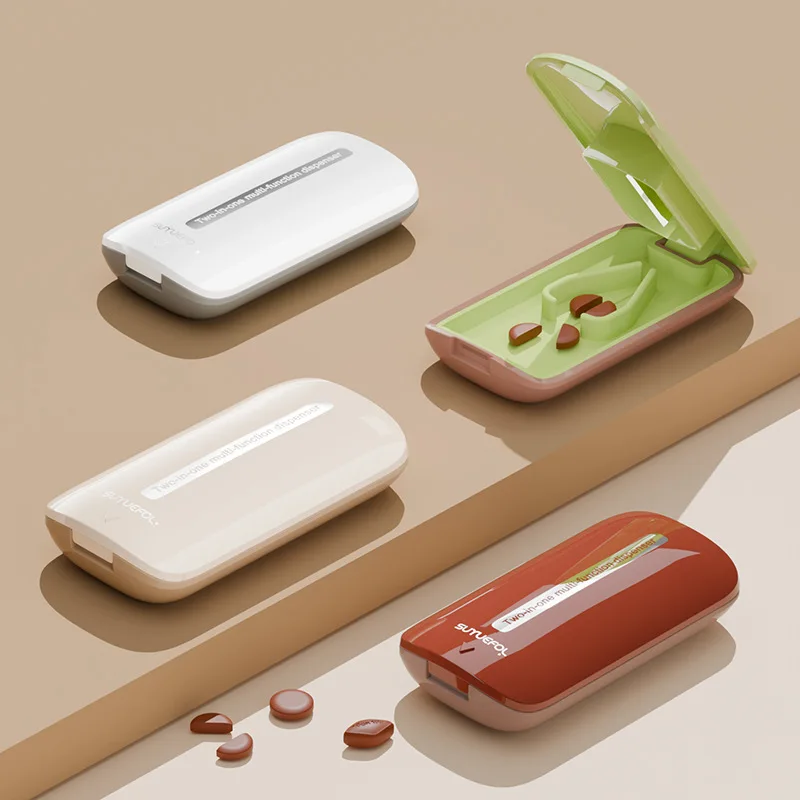 

1pc Mini Plastic Medicine Pill Holder Useful Portable Tablet Cutter Splitter Pill Case Storage Box Pill Tablet Cutter Divider