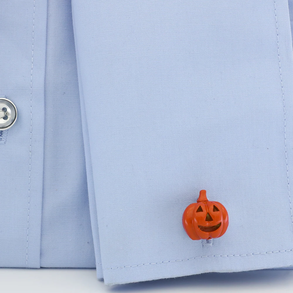 أزرار أكمام عصرية للرجال من iGame تصميم يقطين أصفر اللون جودة مادة نحاسية أزرار أكمام للهالوين بالجملة والتجزئة #6