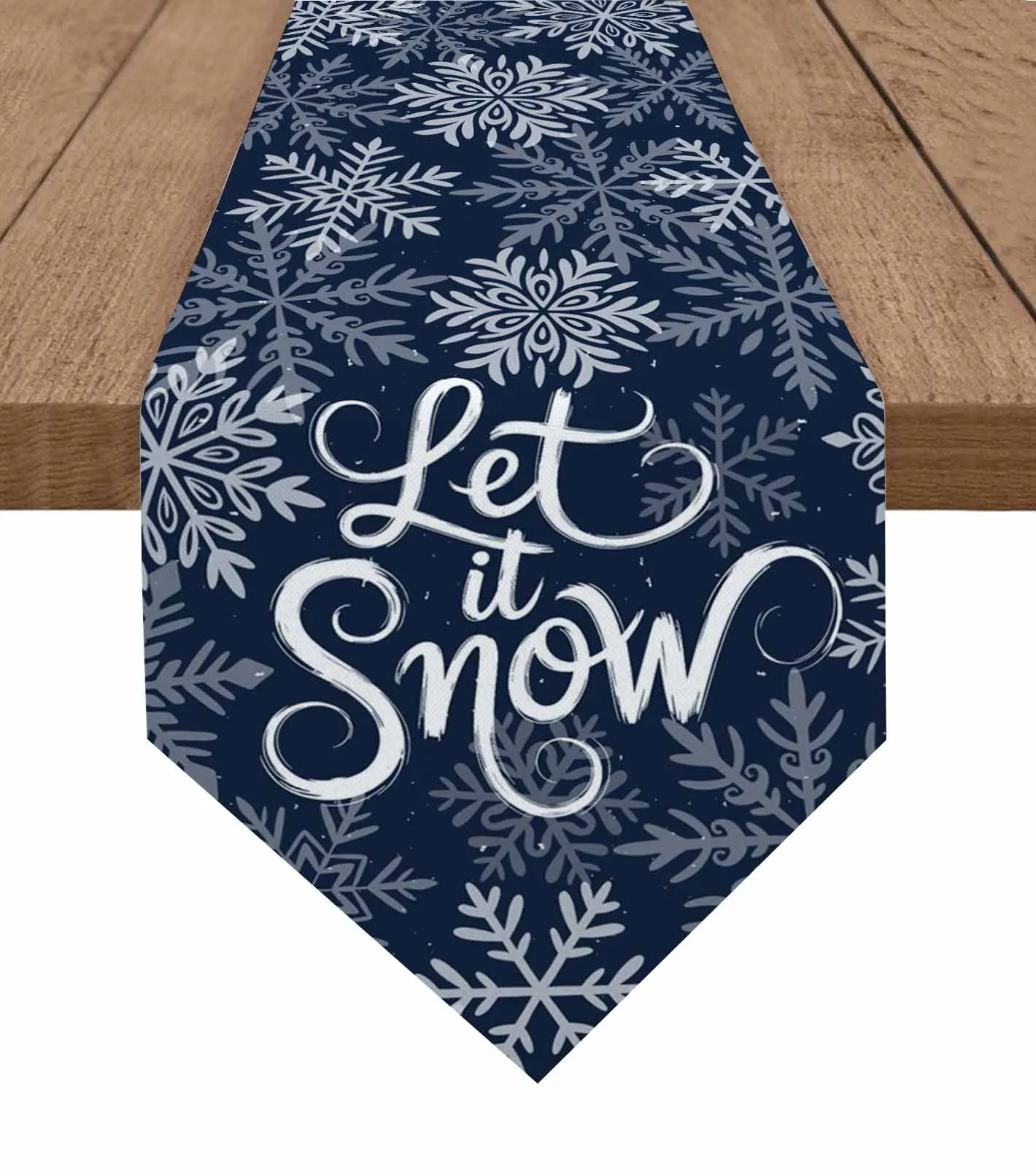 

Темно-синие зимние снежинки Let Snow Настольная дорожка для праздника, свадьбы, вечеринки, декор, дорожки для стола, декор для обеденного стола