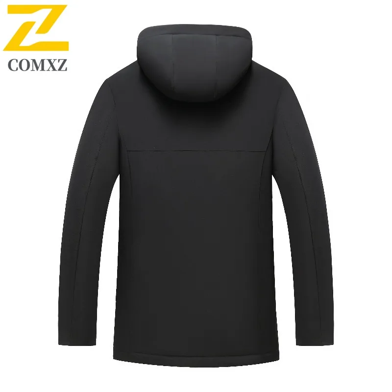 COMXZ Mens Down Jacket New Luxury Stand Collar Commute Office Lightweight Puffer Jacket Detachable Inner Layer Warm Winter Coat