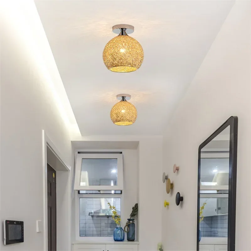 Modern LED Ceiling Lights For Living Room Corridor Aluminum Unique Weaving Process Pattern lampshade Home Decor Ceiling Lamp