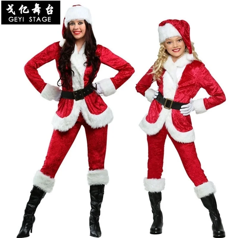 Neu ein kompletter Satz Weihnachts kostüme Weihnachts mann für Erwachsene rote Cosplay-Kleidung Santa Claus Kostüm Laipelar Luxus-Anzug