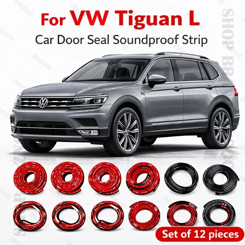 

Для VW Tiguan L: Комплект из 12 штук резиновых уплотнителей дверных проемов, двухслойные, звукоизоляционные, пыле- и водонепроницаемые, для защиты от непогоды