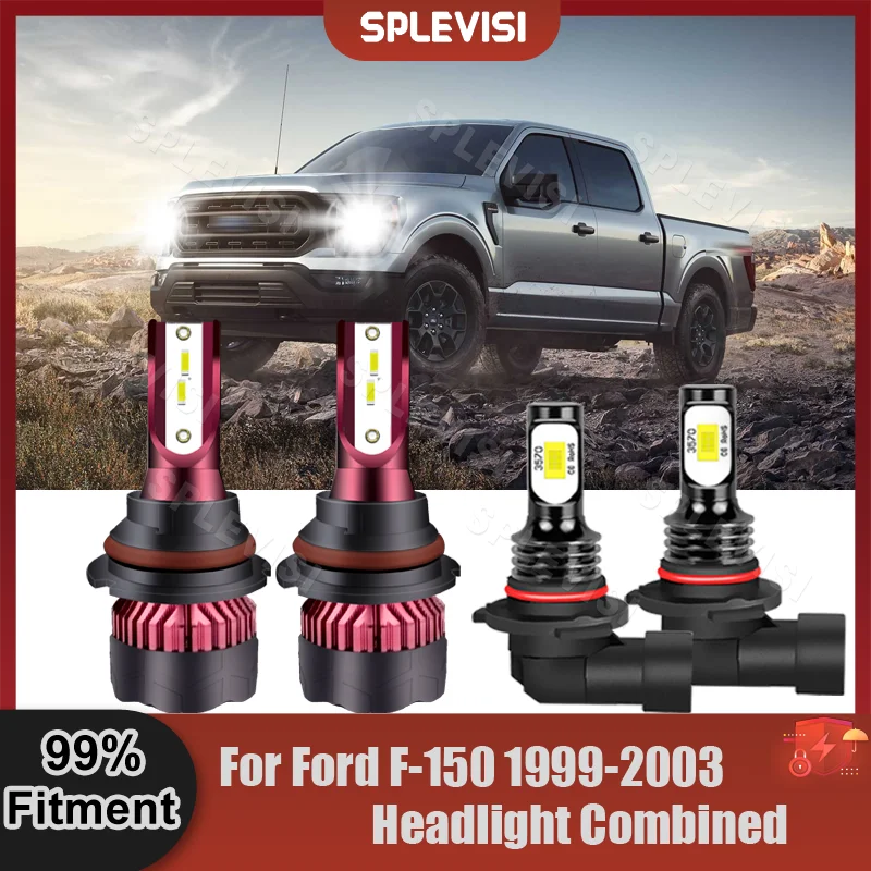 

6000K LED Headlight High Low Beam 9007+9145 Foglamp Combination Kit For Ford F150 1999 2000 2001 2002 2003 Superior CSP Chips