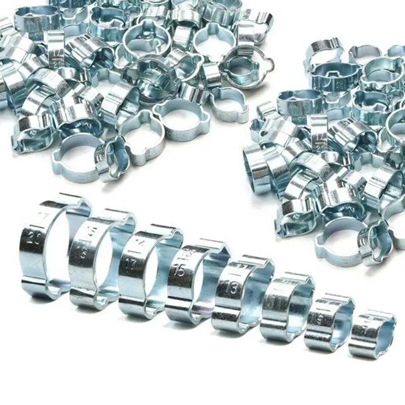 60Pcs 더블 이어 클램프 O 클립-크림프 O 클립 공기 실리콘 가솔린 연료 호스 파이프
