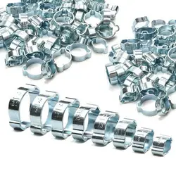 60Pcs Double Ear Clamps O Clips-Crimp O Clip Air Silicone Petrol Fuel Hose Pipe