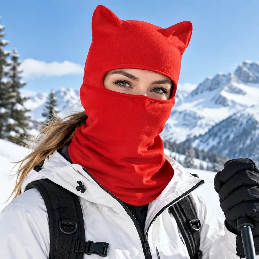 Polyester Fiber Cat Ear Face Mask Sun Protector Windproof Balaclava Hat Breathable Quick Dry Full Face Cover Cycling