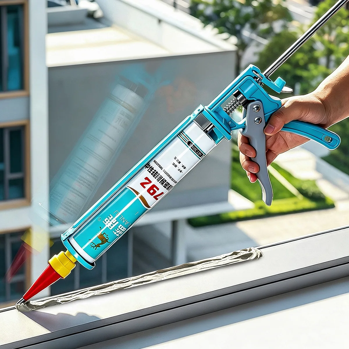 Manual Silicone Glass Glue Gun Skeleton Caulking Caulk Cartridge Skeleton Gun Caulking Applicator Tool Set For Doors Windows