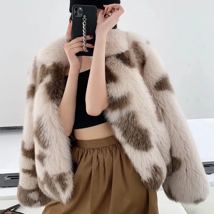 Women Faux Fur Fox Coats Short Jackets Turn Down Collar Coat Thick Warm Y2k Streetwear Jacket Outerwear Autumn Winter 2025