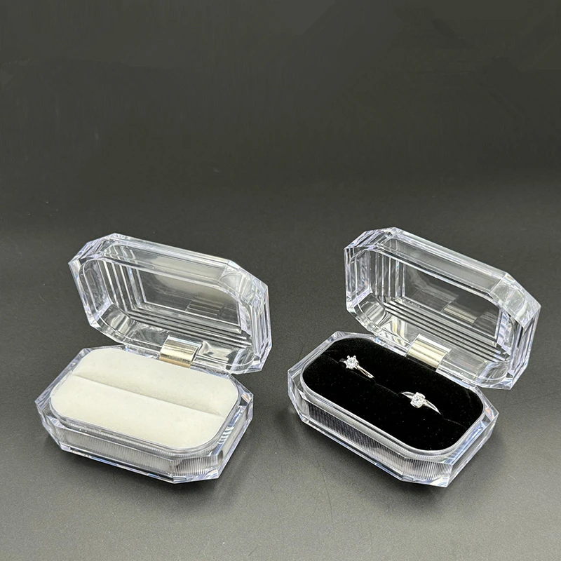 50Pcs Jewelry Package Ring Earring Box Acrylic Transparent Wedding Packaging Jewelry Box