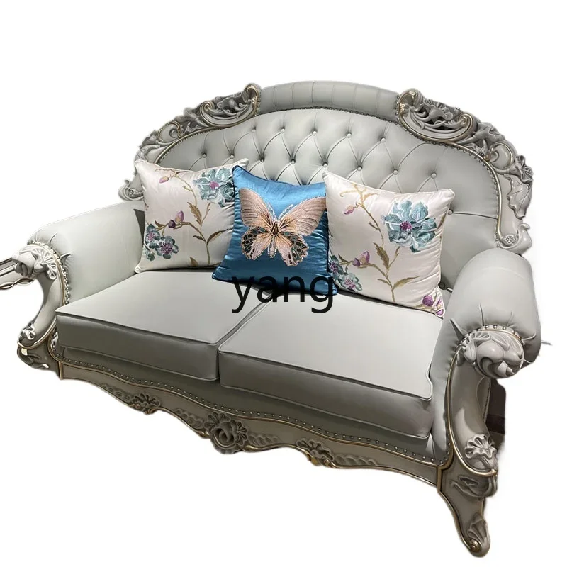 

XYY sofa French villa living room neoclassical solid wood carving flower luxury large apartment leather furniture